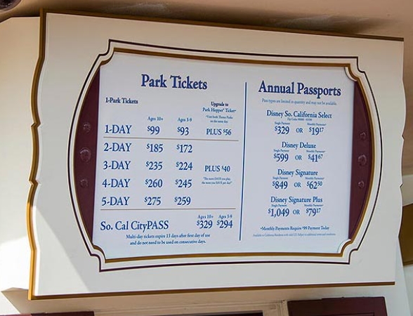 disneyland day pass price